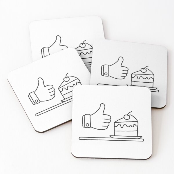 Item preview, A thumb symbol beside a slice of cake on a bakery counter designed and sold by rasagamastore.