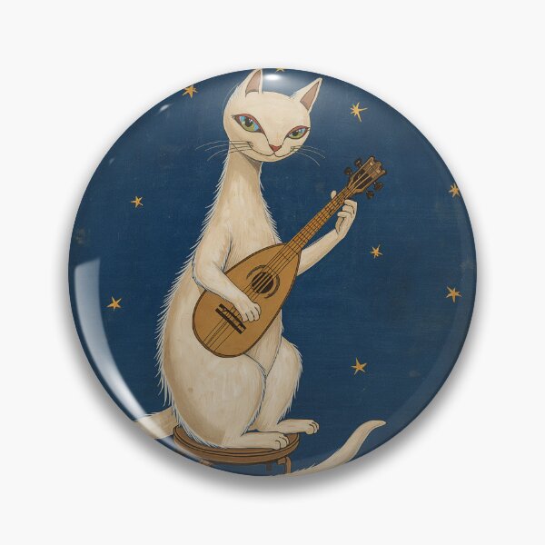 Item preview, Cream Cat Lute Medieval Manuscript designed and sold by PictorialWhimsy.
