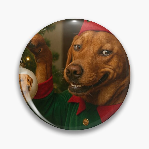Item preview, Fox red Labrador hanging a bauble on a Christmas tree Christmas greetings card designed and sold by RhosynJonesDogDesigns.