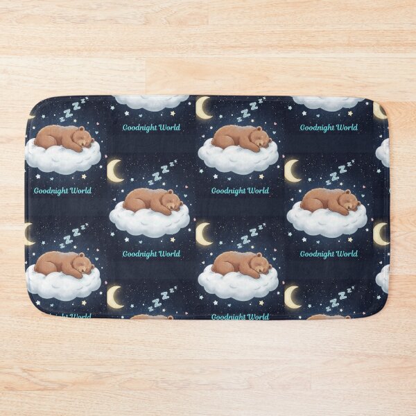 Item preview, Good Night World : “A sleepy bear dreaming under the stars — a cozy reminder to rest and smile.” ? designed and sold by V22design.