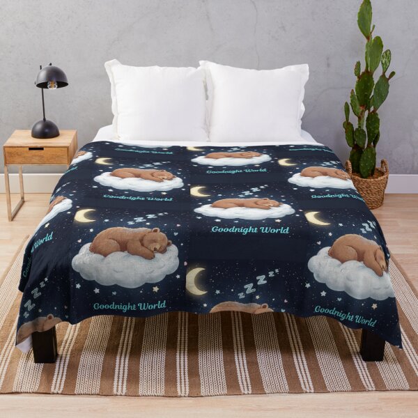 Item preview, Good Night World : “A sleepy bear dreaming under the stars — a cozy reminder to rest and smile.” ? designed and sold by V22design.
