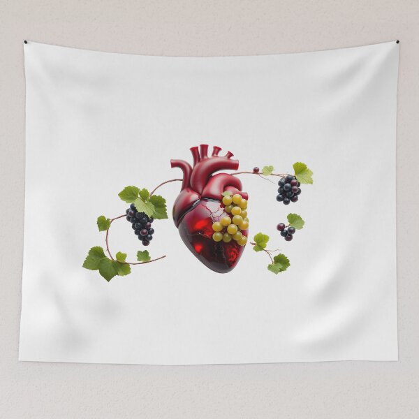Item preview, Vine & Vessel | Surreal Anatomical Heart with Grapes designed and sold by Maldives-Art.