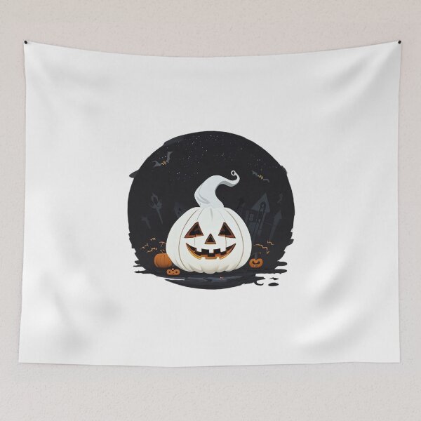 Item preview, White Pumpkin Face | Halloween Ghost Carved Pumpkin Night designed and sold by ArcticPastel.