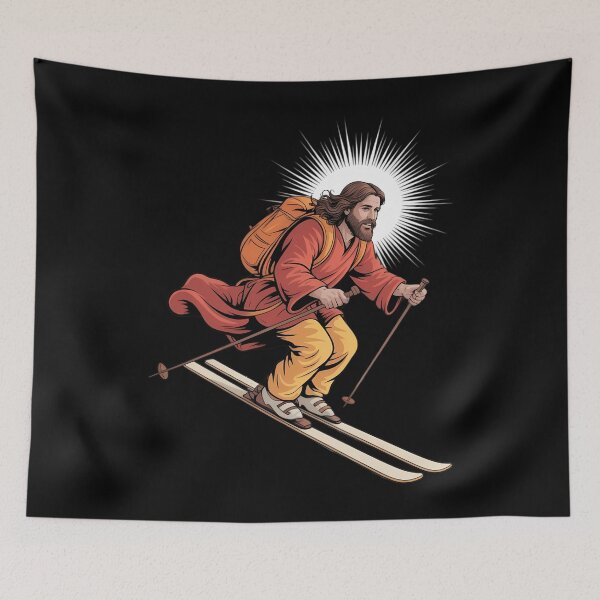 Item preview, Pretty Jesus loves skiing Slope in Winter Costume designed and sold by gourpmerzihd.