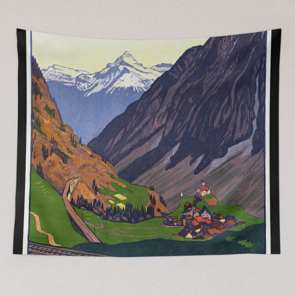 Item preview, Vintage Gotthard Region Travel Poster | Swiss Federal Railways Art | Early 20th Century Style | Art Nouveau & Modernist Design designed and sold by artofuniverse.