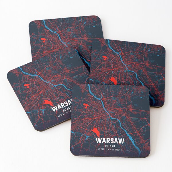Item preview, Warsaw Red & Blue Minimalist Map designed and sold by HomeLivingCo.
