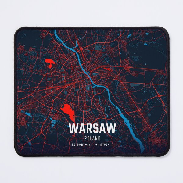 Item preview, Warsaw Red & Blue Minimalist Map designed and sold by HomeLivingCo.
