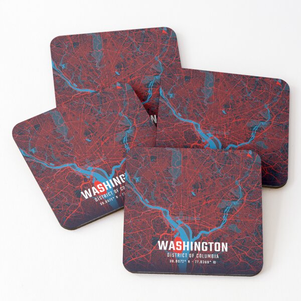 Item preview, Washington Red & Blue Minimalist Map designed and sold by HomeLivingCo.