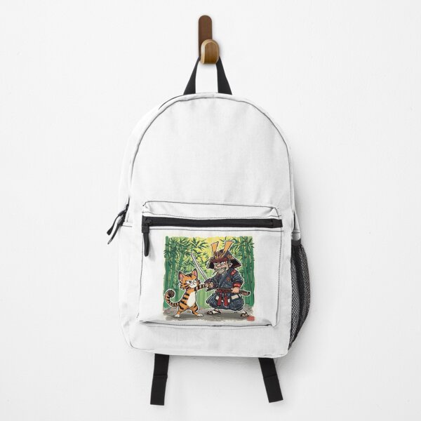 Item preview, Samurai Master and Tiger Cat – Funny Japanese Bamboo Duel Cartoon Art designed and sold by Rosemoonjapan.