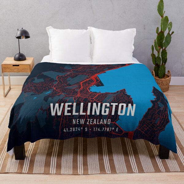 Item preview, Wellington Red & Blue Minimalist Map designed and sold by HomeLivingCo.