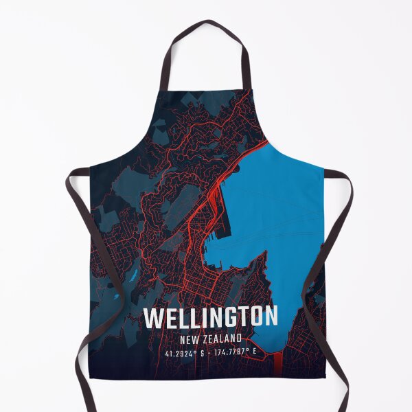 Item preview, Wellington Red & Blue Minimalist Map designed and sold by HomeLivingCo.