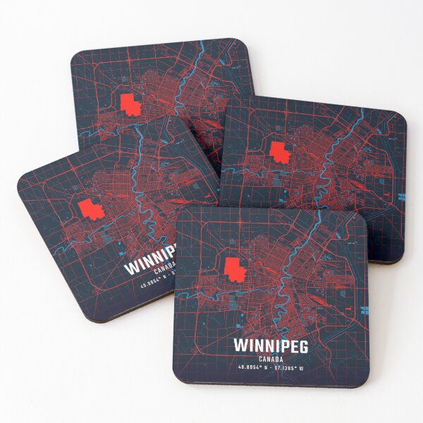 Item preview, Winnipeg Red & Blue Minimalist Map designed and sold by HomeLivingCo.