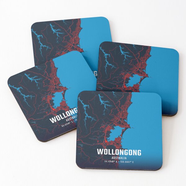 Item preview, Wollongong Red & Blue Minimalist Map designed and sold by HomeLivingCo.