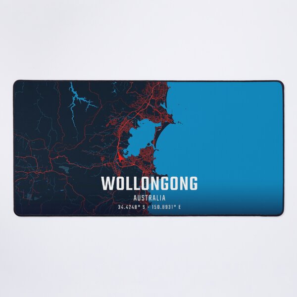 Item preview, Wollongong Red & Blue Minimalist Map designed and sold by HomeLivingCo.
