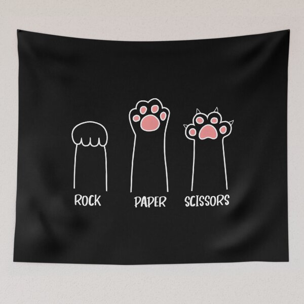 Aperçu de l'œuvre Rock Paper Scissors Hand Game Cute Paw Funny Cat créée et vendue par sossaart.