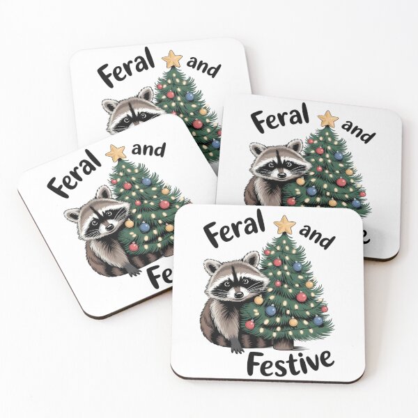 Item preview, Raccoon Decorated Christmas Tree, Feral and Festive designed and sold by LunaCrazeArt.