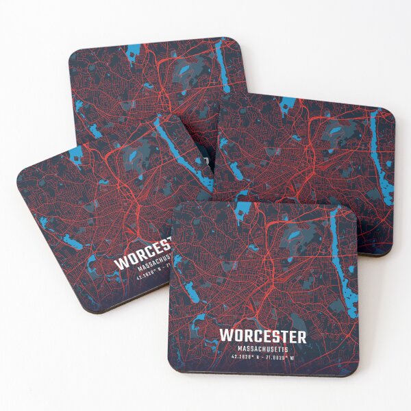 Item preview, Worcester Red & Blue Minimalist Map designed and sold by HomeLivingCo.
