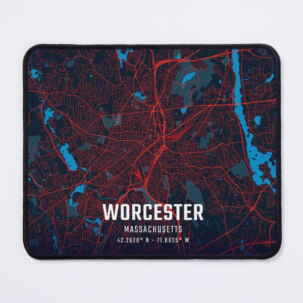 Item preview, Worcester Red & Blue Minimalist Map designed and sold by HomeLivingCo.