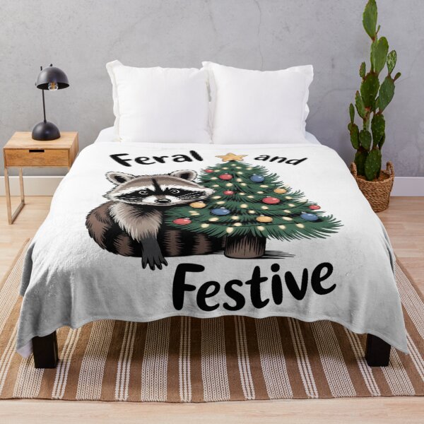 Item preview, Raccoon Decorated Christmas Tree, Feral and Festive designed and sold by LunaCrazeArt.