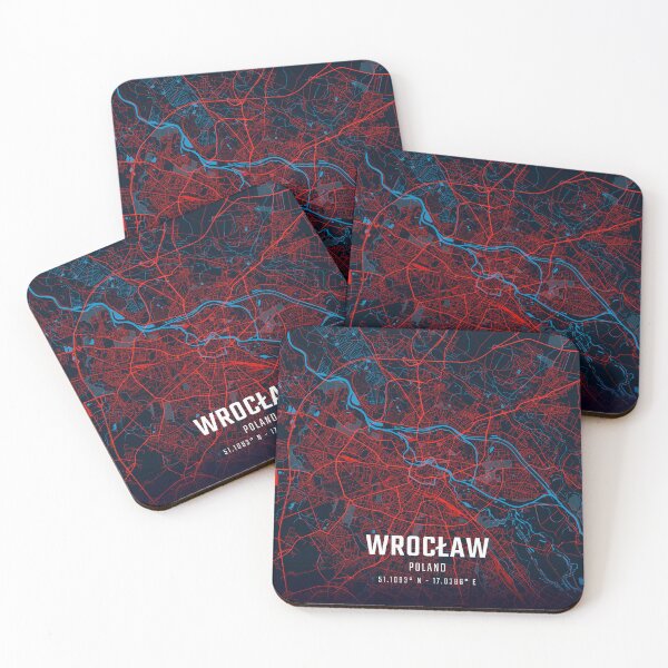 Item preview, Wrocław Red & Blue Minimalist Map designed and sold by HomeLivingCo.