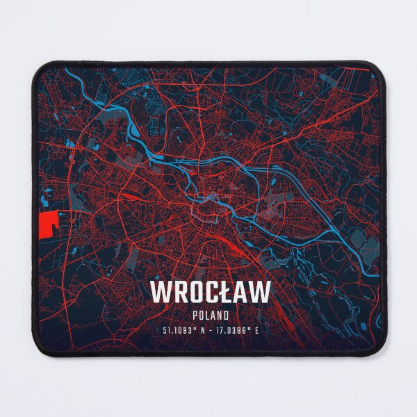 Item preview, Wrocław Red & Blue Minimalist Map designed and sold by HomeLivingCo.