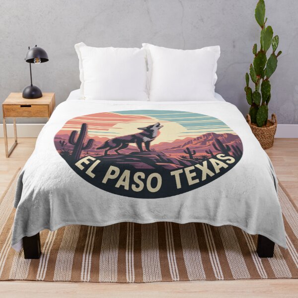 Item preview, El Paso Texas Vintage Wolf – Desert Sunset Landscape Retro Southwest Design designed and sold by CircinusStore.