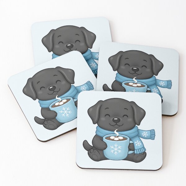 Item preview, Cute Christmas Black Lab with Cocoa – Festive Holiday Dog Illustration designed and sold by SkyTastic.