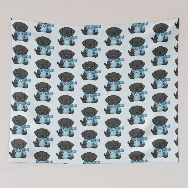 Item preview, Cute Christmas Black Lab with Cocoa – Festive Holiday Dog Illustration designed and sold by SkyTastic.