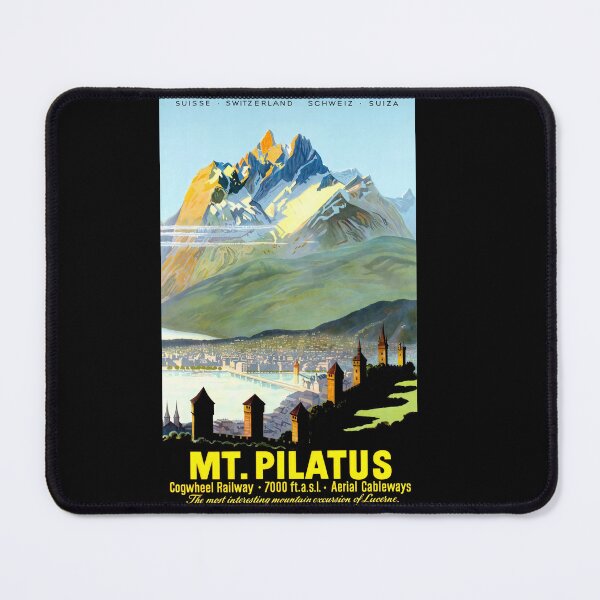 Item preview, Vintage Travel Poster | Mount Pilatus Switzerland | Art Deco Style | Lucerne Landscape & Cogwheel Railway Adventure designed and sold by artofuniverse.