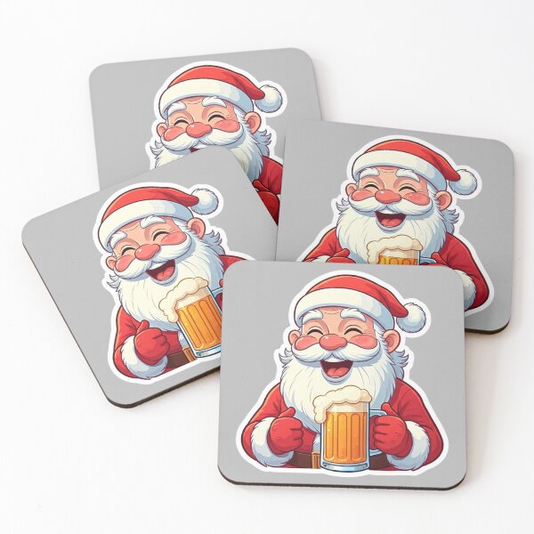 Item preview, Laughing Santa with Beer Mug | Cheerful Christmas Cartoon Illustration in Sticker Style designed and sold by PixelVibe782.