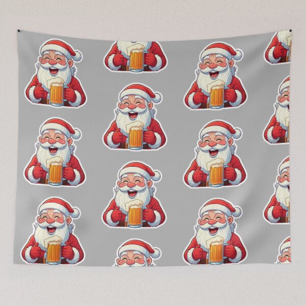 Item preview, Laughing Santa with Beer Mug | Cheerful Christmas Cartoon Illustration in Sticker Style designed and sold by PixelVibe782.