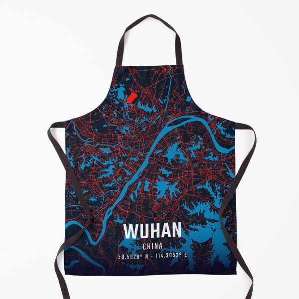 Item preview, Wuhan Red & Blue Minimalist Map designed and sold by HomeLivingCo.