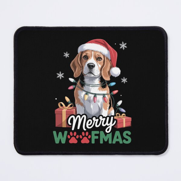 Item preview, Beagle Dog Merry Woofmas Funny Xmas Lights Santa Hat designed and sold by Turbotine.