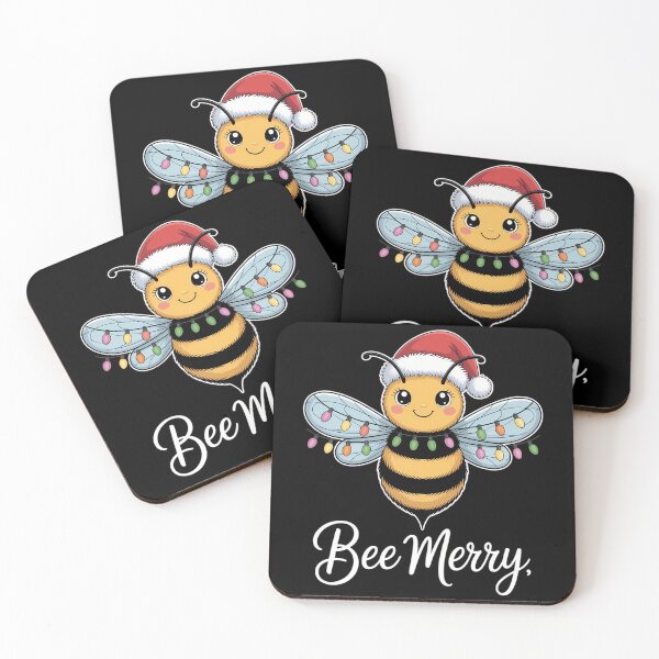 Item preview, Bee Merry Christmas Bee Wears Santa Hat Xmas lights designed and sold by Turbotine.