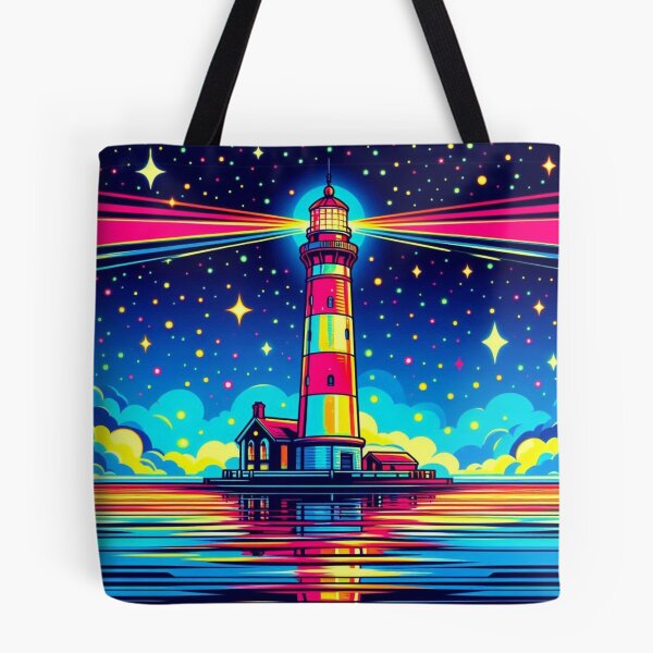 Item preview, colorful lighthouse art designed and sold by Dogandesighn.