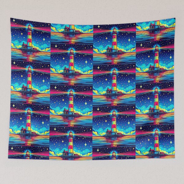 Item preview, colorful lighthouse art designed and sold by Dogandesighn.