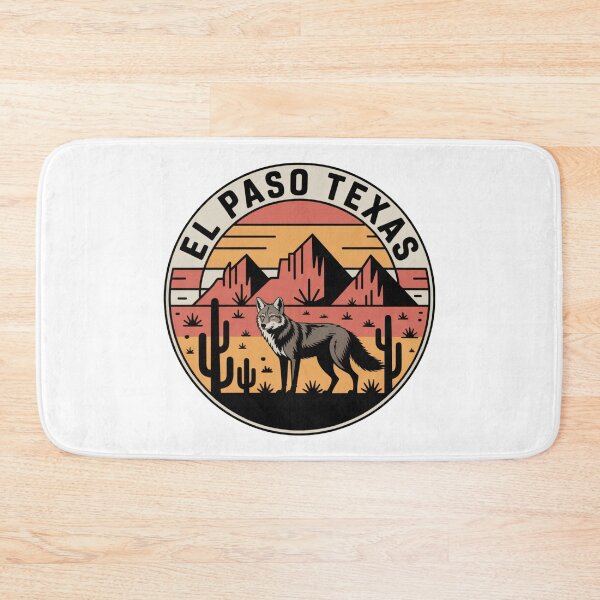 Item preview, El Paso Texas Desert Wolf – Retro Sunset Mountain Landscape Vintage Travel Design designed and sold by CircinusStore.