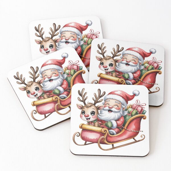 Item preview, Cute Santa and Reindeer Christmas designed and sold by smilesupplyco..
