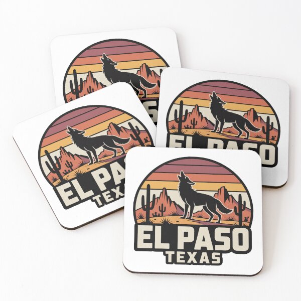 Item preview, El Paso Texas Desert Wolf – Retro Sunset Mountain Landscape Southwest Design designed and sold by CircinusStore.