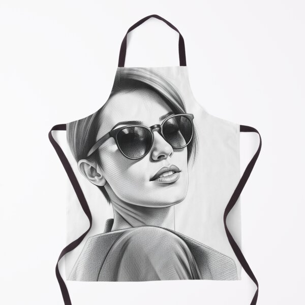 Item preview, Stylish Woman With Sunglasses Portrait Sketch in Black and White designed and sold by LinaDesign Store.