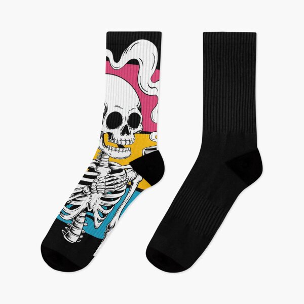 Item preview, Skeleton Drinking Coffee LGBT-Q Pansexual Pride Pan Flag  designed and sold by GGrizeldaRivas.