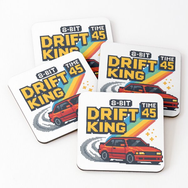 Item preview, 8-Bit Drift King Retro Racing Pixel Car Design. designed and sold by The-T-In-Retro.