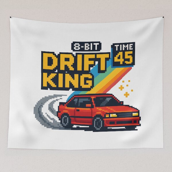 Item preview, 8-Bit Drift King Retro Racing Pixel Car Design. designed and sold by The-T-In-Retro.