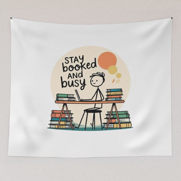 Item preview, Stay Booked and Busy | Funny Reading & Study Motivation Stick Figure Design designed and sold by LOLbySA.