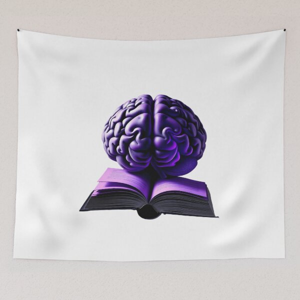 Item preview, The Scholar's Mind | Purple Brain on Open Book designed and sold by Maldives-Art.