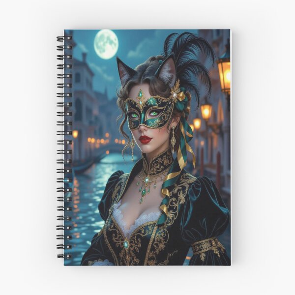 Item preview, Moonlit Masquerade – Masked woman with feline grace & brocade dreams between lagoon light and transformation designed and sold by FotoworldEdel.