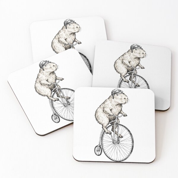 Artikelvorschau, Elegantes Capybara auf einem Hochrad | Vintage Fahrradillustration entworfen und verkauft von Arcaucil.