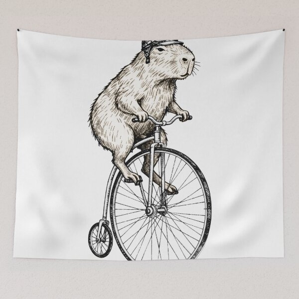 Item preview, Dapper Capybara on a Penny-Farthing | Vintage Bicycle Illustration designed and sold by Arcaucil.