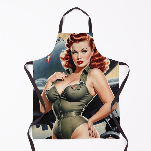 Item preview, Redhead Army Cadet Pin-Up – Vintage 1940s WWII Fighter Plane Glamour Art designed and sold by MissSaylor.