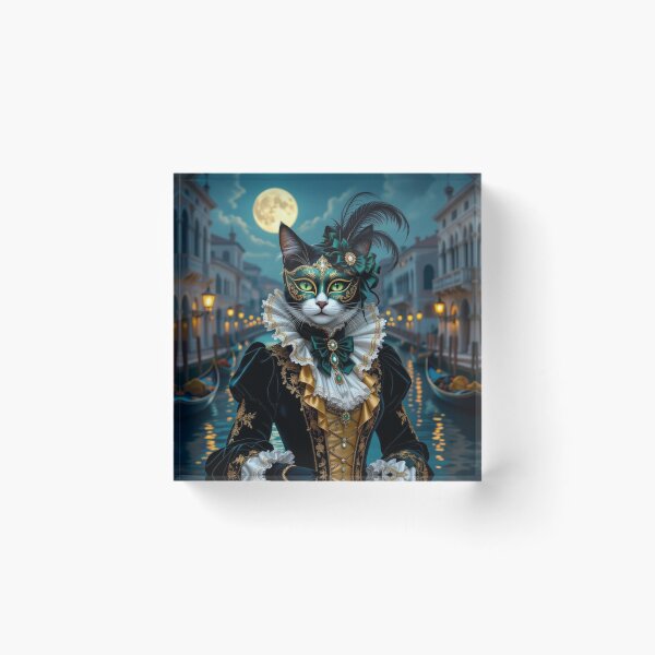 Item preview, Venetian Cat Enchantment – Masked creatures in brocade & EmeraldGlow between MoonlightMystery and CanalElegance designed and sold by FotoworldEdel.